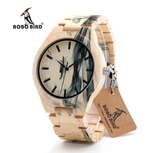 Bobo bird relógio de madeira masculino, relógio artesanal de luxo japonês banda de madeira 2035 relógios de quartzo sem quadro 2024 - compre barato