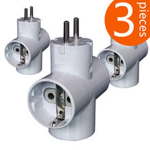 3Pieces   European Type Conversion Plug 1 TO 3 Way EU Standard Power Adapter Socket 16A Travel Plugs AC 250V 2024 - buy cheap