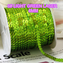 100 Yards 6mm Laser Bright Sequins Trim, Sold per Packet of 1 Roll(100 Yards)- light green laser Sewing Sequins Ribbon 2024 - buy cheap