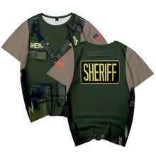 Летние модные крутые 3d футболки, военная форма, с принтом шерифа, повседневная мужская и женская футболка, топ с коротким рукавом, 3D футболки, футболка 2024 - купить недорого
