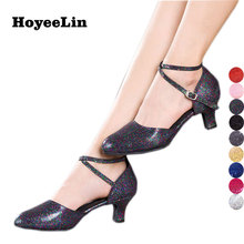 HoYeeLin Closed Toe Glitter Dancing Shoes Women Ladies Ballroom Party Tango Waltz Dance Shoes Indoor Suede Outsole Heeled 5.5cm 2024 - buy cheap