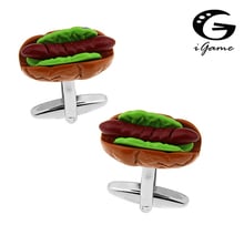 iGame Sandwich Cuff Links Novelty Food Hamburger Design Quality Brass Material Free Shipping 2024 - buy cheap