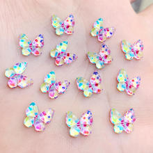 10mm  80pcs Colorful Butterfly Flatback rhinestone applique stones and crystals Cabochon Button wedding -B224 2024 - buy cheap