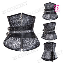 Grey Sexy Gothic Front Zipper Steel Boned Underbust Corset Women Steampunk Corsets Bustiers Waist Trainer&Slimming Body Shaper 2024 - buy cheap