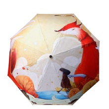 Новинка, новый товар, три складных зонта с художественной росписью для женщин, Солнечный водонепроницаемый зонтик для девочек и детей 2024 - купить недорого