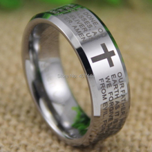 Free Shipping USA UK Canada Russia Brazil Hot Sales 8MM The New Prayer's Design New Men's Silver Beveled Tungsten Wedding Ring 2024 - buy cheap