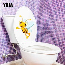 Yoja adesivo de decoração de parede para sala, desenho animado, abelha, vaso sanitário, decalque de arte moderna 2024 - compre barato