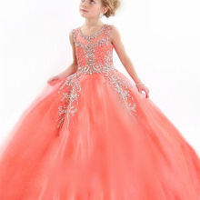 Flower Girls Dress Crystal Beading Applique Tulle Princess Prom Party Elegant Formal Birthday First Holy Communion Dress 2024 - buy cheap