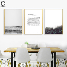 Forest Sea Quotes Music Landscape Wall Art Canvas Painting Nordic Posters And Prints Wall Pictures For Living Room Decor 2024 - buy cheap