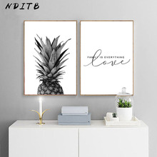 Pineapple Black White Canvas Poster Scandinavian Wall Art Poster Print Minimalist Nordic Decoration Picture Living Room Decor 2024 - buy cheap