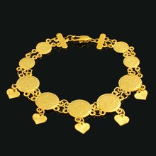 Новые модные ювелирные изделия с монетами, подвесной браслет в форме сердца, золотистые Подарки для женщин 2024 - купить недорого