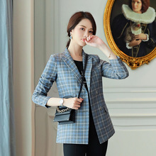 Professional wear woman Plaid suit jacket female Spring autumn new British wind Office lady fashion double-breasted Blazers suit 2024 - buy cheap