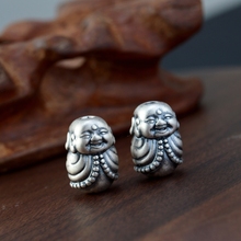 1pc 100% 3D 999 Silver Laughing Buddha Statue Bead Pure Silver Happy Buddha Jewelry Beads DIY Bracelet Beads Good Luck 2024 - buy cheap