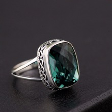 L & p anéis de cristal verde elegante para mulheres 100%, anel de prata, pedra preciosa natural, joias finas para presente de aniversário 2024 - compre barato