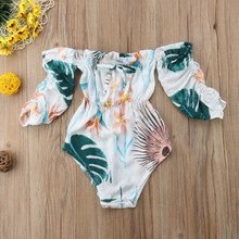 Newborn Baby Kids Girl Banana Leaf Off Shoulder Romper Jumpsuit Playsuit Clothes Casual Girls Summer Sunsuit 2024 - buy cheap