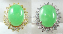 Wholesale FREE SHIPP >Natural Light Green stone Bead Yellow & White stone Crystal Ring SZ:6.7.8.9 2024 - buy cheap