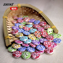 Brillantes botones de madera para pulir, redondos, coloridos, dos agujeros, 15mm de diámetro Botones de Costura decorados, 50 Uds. 2024 - compra barato