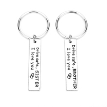 2pcs Key Chains Drive Safe I love you Brother Sister Keychain 2018 New Fashion Trinket Key Ring chaveiro Family Gifts 2024 - buy cheap
