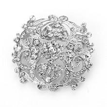 2 Inch Elegant Rhinestone Crystal Diamante Wedding Brooch Rhodium Silver Tone 2024 - buy cheap