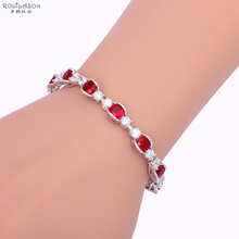 ROLILASON Anniversary Gifts for Women Royal style Red Zircon Silver Charm Bracelets Fashion jewelry TBS973 2024 - buy cheap