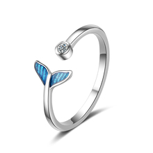 Lovely Blue Whale Tail Epoxy Resin Opened Finger Rings Tiny Zirconia  Resizable Female Ring Fashion Jewelry Gift for Women 2024 - buy cheap
