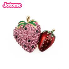100pcs Cartoon jewelry Fancy pink rhinestone big round fruit strawberry brooch of red strawberries pins for women 2024 - buy cheap
