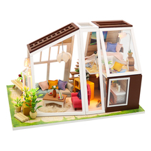 Casa de muñecas en miniatura para niños, juguete de casa de muñecas en 3d, muebles de madera, rompecabezas, regalo de cumpleaños 2024 - compra barato