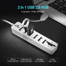 2 em 1 6 Transmissão HUB Port Splitter Hub USB 2.0 Multi Para TF Cartão SD de Alta Velocidade de até leitor de 480 Mbps Para PC Hub USB Do Computador 2024 - compre barato