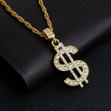 Hip Hop one piece Dollar Sign Pendant Necklace Men's Pendant chain around the neck 4mm Rope chain Jewelry 2024 - buy cheap