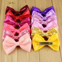 embroidery 11cm Kids Big Bowknots WITH ClLIP Neon Color 24C Beautiful Girls Sequin Bows Top Quality DIY Head Flowers FC23 2024 - buy cheap