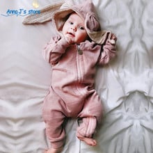Macacão de algodão para bebês, roupas para bebês meninos e meninas com orelha de coelho 3d de desenho animado macacão para recém-nascidos ppy515 2024 - compre barato