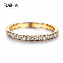 BAIHE Solid 14K желтое золото обручальное свадебное кольцо круглая огранка Бриллиантовая ВЕЧНОСТЬ ЮБИЛЕЙНАЯ группа 2024 - купить недорого