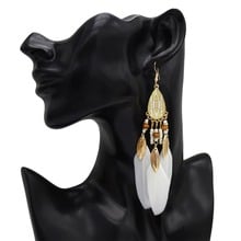 Ethnic Thailand Holiday Feather Drop Earrings for Women Bohemian Beach Jewelry pendientes Festival Party Turkish Indian Jewelry 2024 - buy cheap