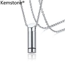 Kemstone clásico de acero inoxidable Color plata puede abrir Pet Cinerary Casket colgante collar joyería para hombres 2024 - compra barato