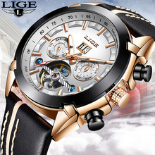 LIGE Men Watches Top Brand Luxury Automatic Mechanical Watch Leather Waterproof Sport Watch Men Date Business Clock Reloj Hombre 2024 - buy cheap
