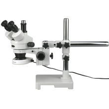 Trinocular Zoom Stereo Microscope--AmScope Supplies 7X-45X Trinocular Zoom Stereo Microscope on Boom Stand with 80 LED Light 2024 - buy cheap