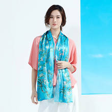 Women Long Silk Scarf Luxury Brand Wrap Scarfs Headscarf Oil Painting Works Flower Foulard Big Size Shawls 2024 - buy cheap