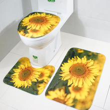 Zeegle Sunflower Printed Mats For Bathroom And Toilet 3pcs Bath Mats Set Non-slip Pedestal Rug Lid Toilet Cover Bathroom Carpets 2024 - buy cheap