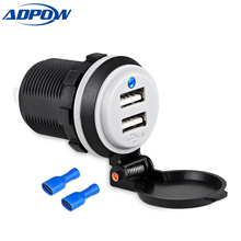 12v-24v adaptador de carregador de carro duplo usb, tomada de energia para automóvel, motocicleta, barco, carro, 2 portas, à prova d'água, soquete usb, 4,2a 2024 - compre barato