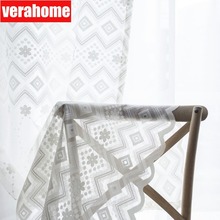 Modern minimalist white jacquard screen  Voile Sheer tulle curtains  floral for living room bedroom study room Kitchen windows 2024 - buy cheap