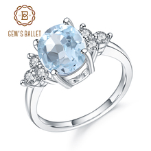 GEM'S BALLET Classic Oval 3.47Ct Natural   Sky Blue Topaz Rings For Women Solid 925 Sterling Silver Gemstone Ring Fine Jewelry 2024 - buy cheap