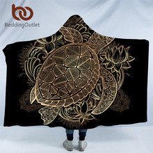 BeddingOutlet Golden Animal Collection Hooded Blanket Turtle Tortoise Sherpa Fleece Wearable Blanket Dolphin Owl Throw Blanket 2024 - buy cheap