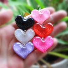 18pcs glitter heart necklace charms  keychain pendant  for DIY decoration 2024 - buy cheap