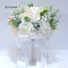 Ramo de flores de boda para dama de honor, ramos de novia de moda, Rosa pura, en Stock 2024 - compra barato