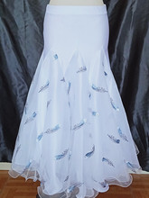 Белая юбка для бальных танцев с принтом на заказ, юбка для бальных танцев, платье для вальса, юбка для фламенко, бальное платье для женщин, одежда для бальных танцев 2024 - купить недорого