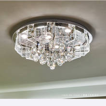 Хрустальная потолочная лампа, простая современная лампа для гостиной, спальни, роскошная атмосфера, круглый светодиодный домашний хрустальный светильник, светодиодное освещение 2024 - купить недорого