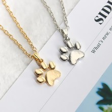 Fashion Pet Dog Cat Paw Footprint Gold Animal Pendant Necklaces for Women Girls Jewelry Party Sweater Chain Necklace Wholesale 2024 - buy cheap