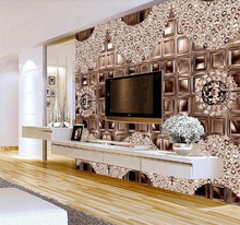 Custom photo wallpaper large mural 3D wall stickers brown diamonds European 3D stereo jewelry background wall light 2024 - buy cheap