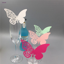 50pcs Butterfly Wine Glass Cup Card For Wedding Laser Cutting Paper Name Place Card Cup Card Wedding Baby Shower Decorations 2024 - buy cheap