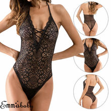 Women Lace Bodysuit Sexy Backless Jumpsuit Sleeveless Lingerie Leotard Tops Short Rompers Summer Club 2024 - buy cheap